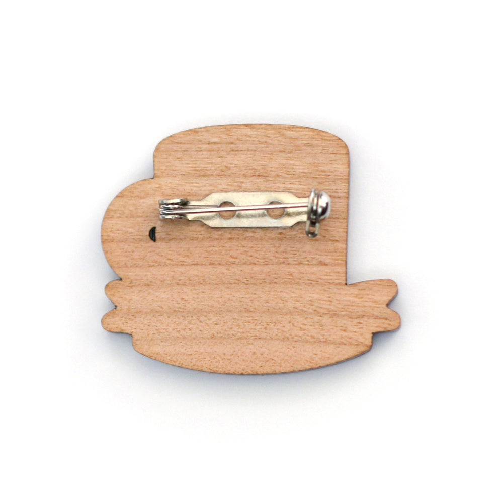 Coffee Wooden Pin Badge