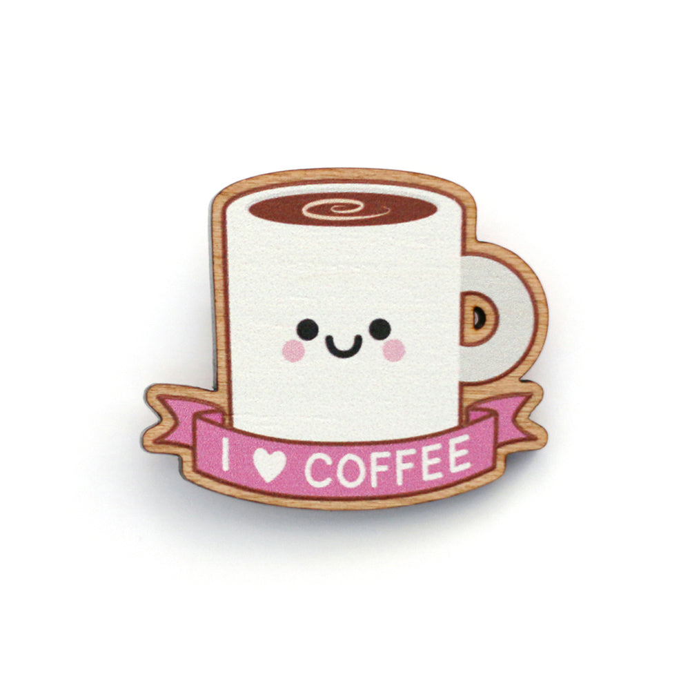 Coffee Wooden Pin Badge