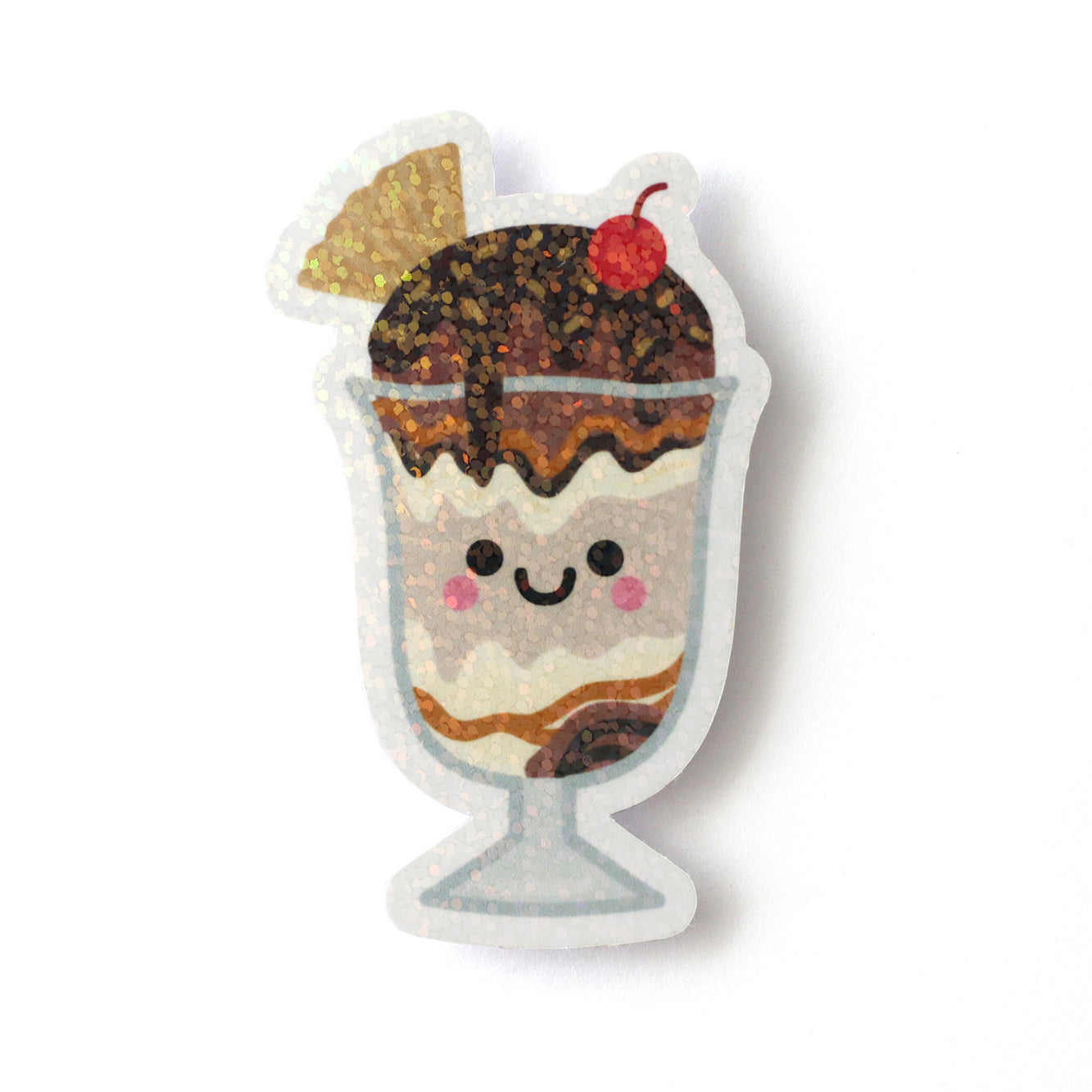 Chocolate Sundae Sparkly Holographic Kawaii Sticker