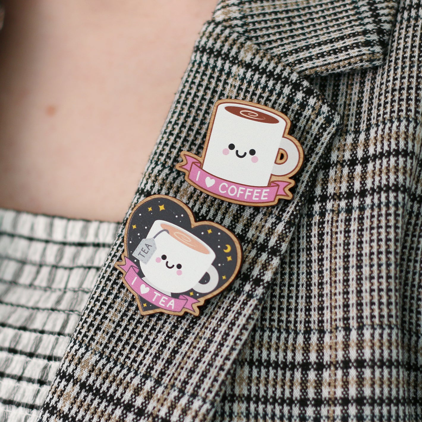 Coffee Wooden Pin Badge