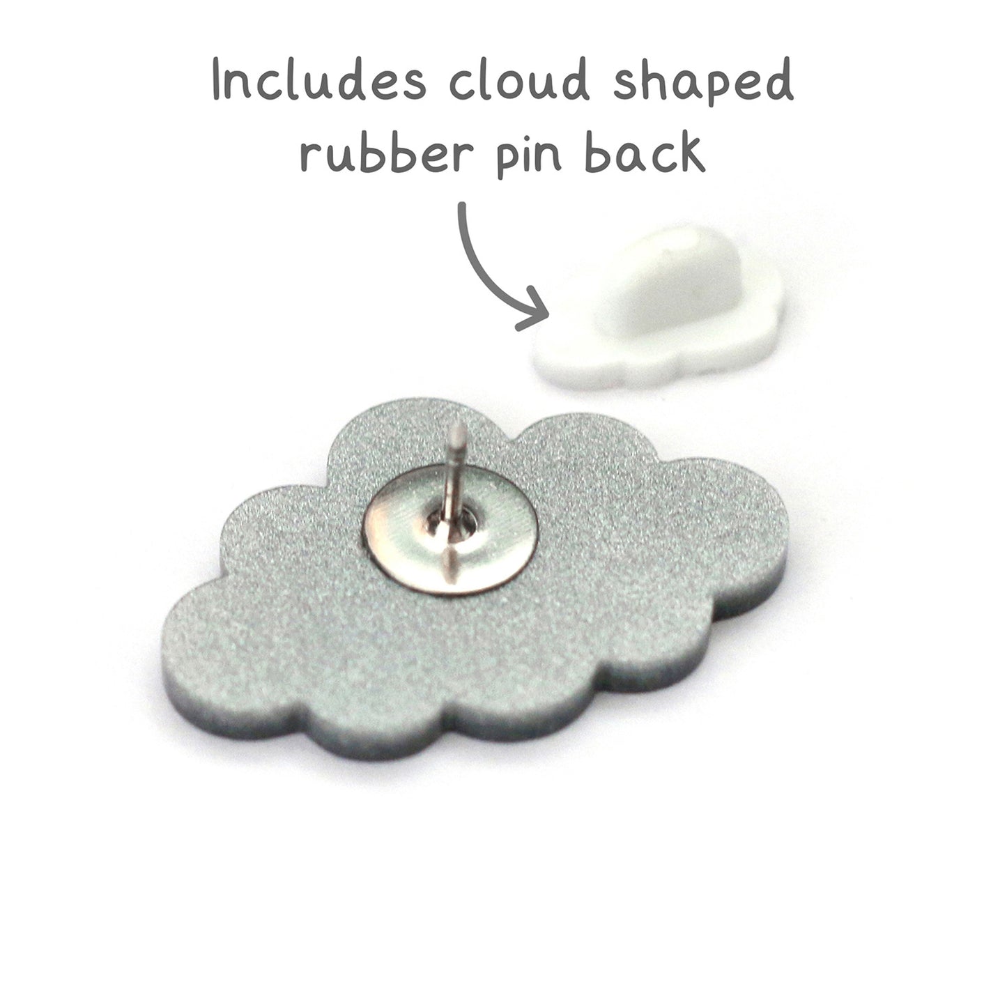 Silver Cloud Glitter Acrylic Pin Badge