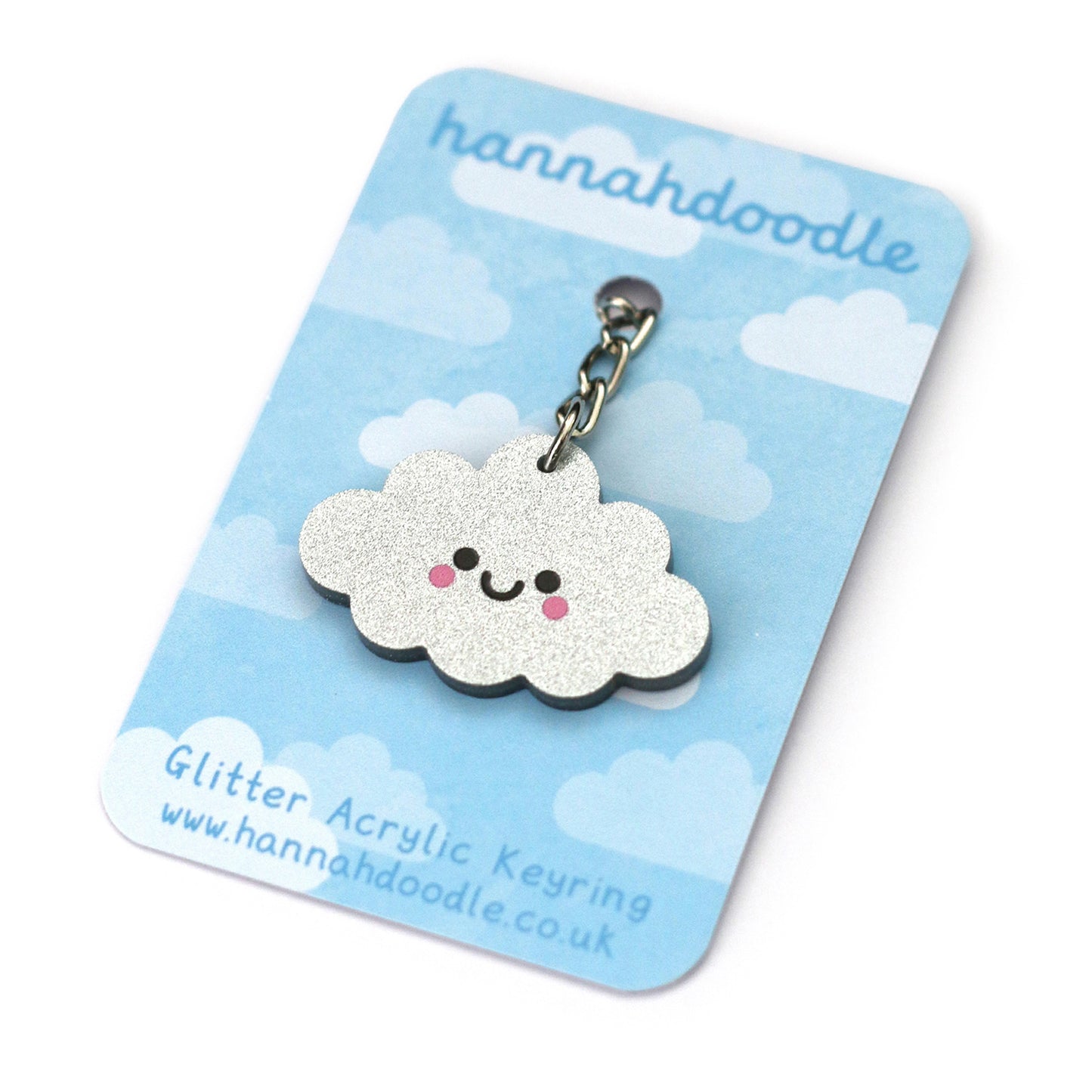 Silver Cloud Glitter Acrylic Keychain