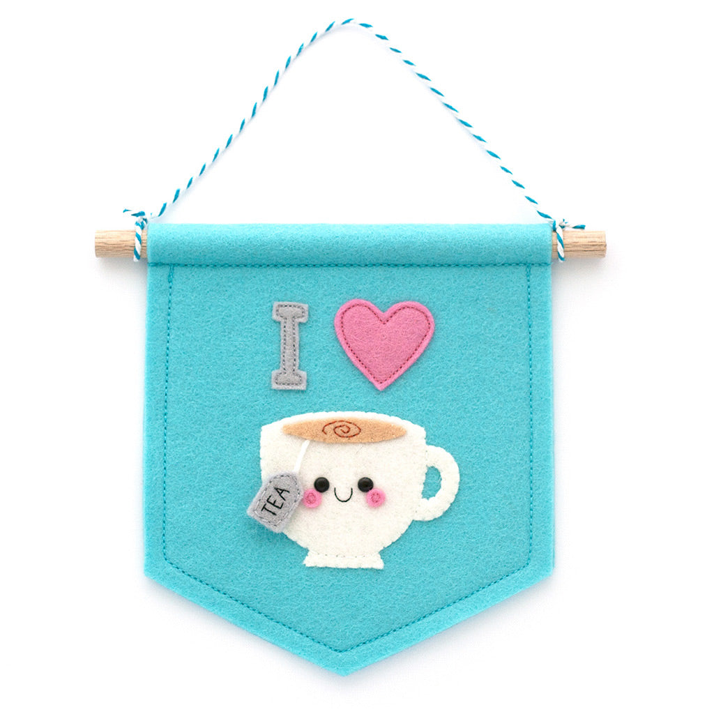 Blue Teacup Felt Banner