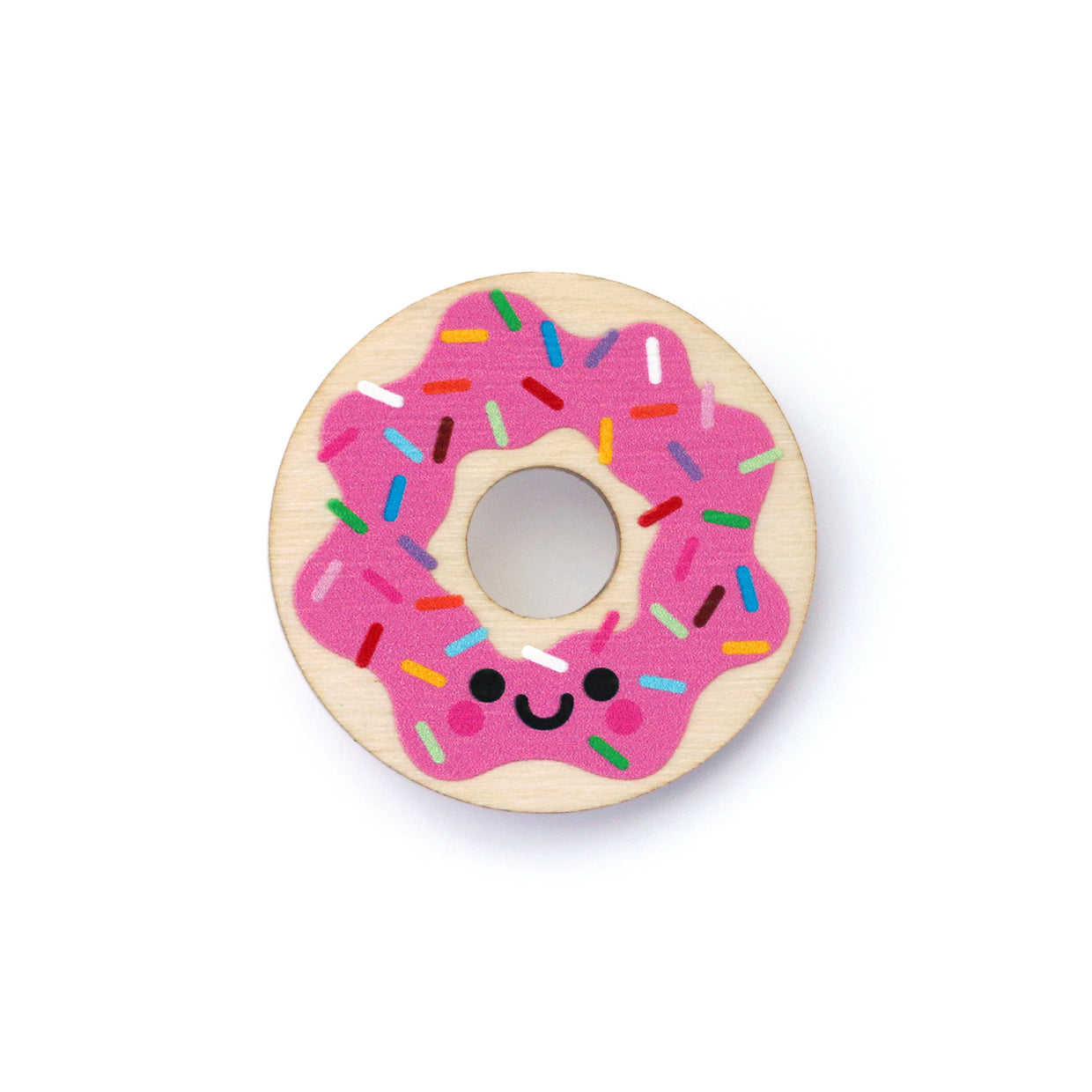 Donut Wooden Pin Badge