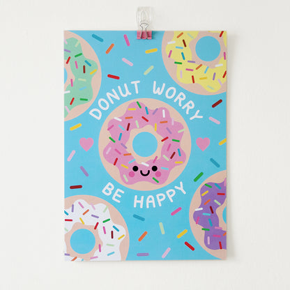 Donut Worry Be Happy, A4 Print