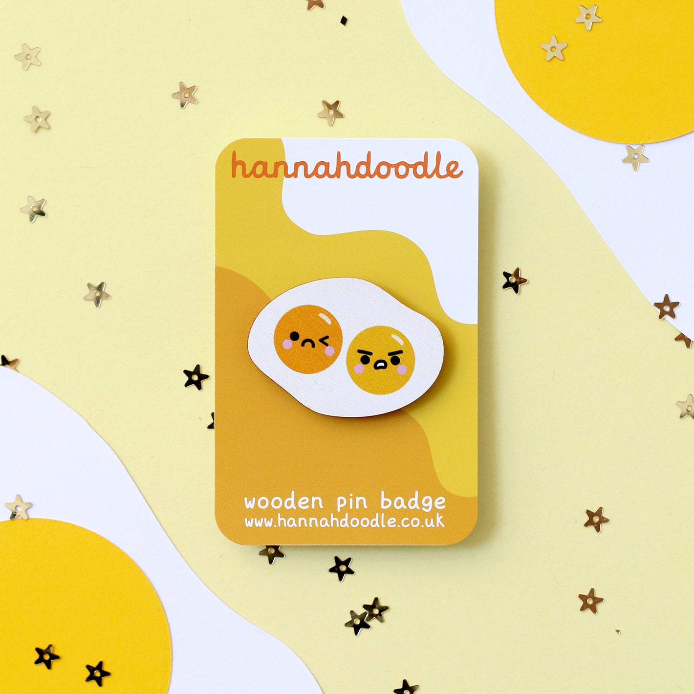 Double Yolk Egg Wooden Pin Badge