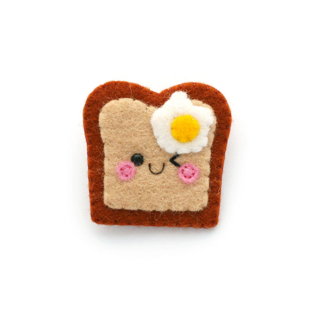 Fried Egg on Toast Felt Brooch