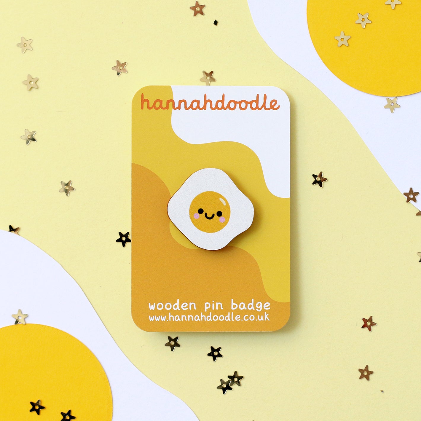 Fried Egg Kawaii Wooden Pin Badge