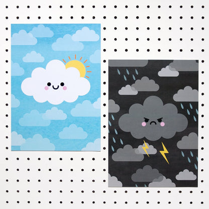 sunshine cloud and thunder cloud cute prints