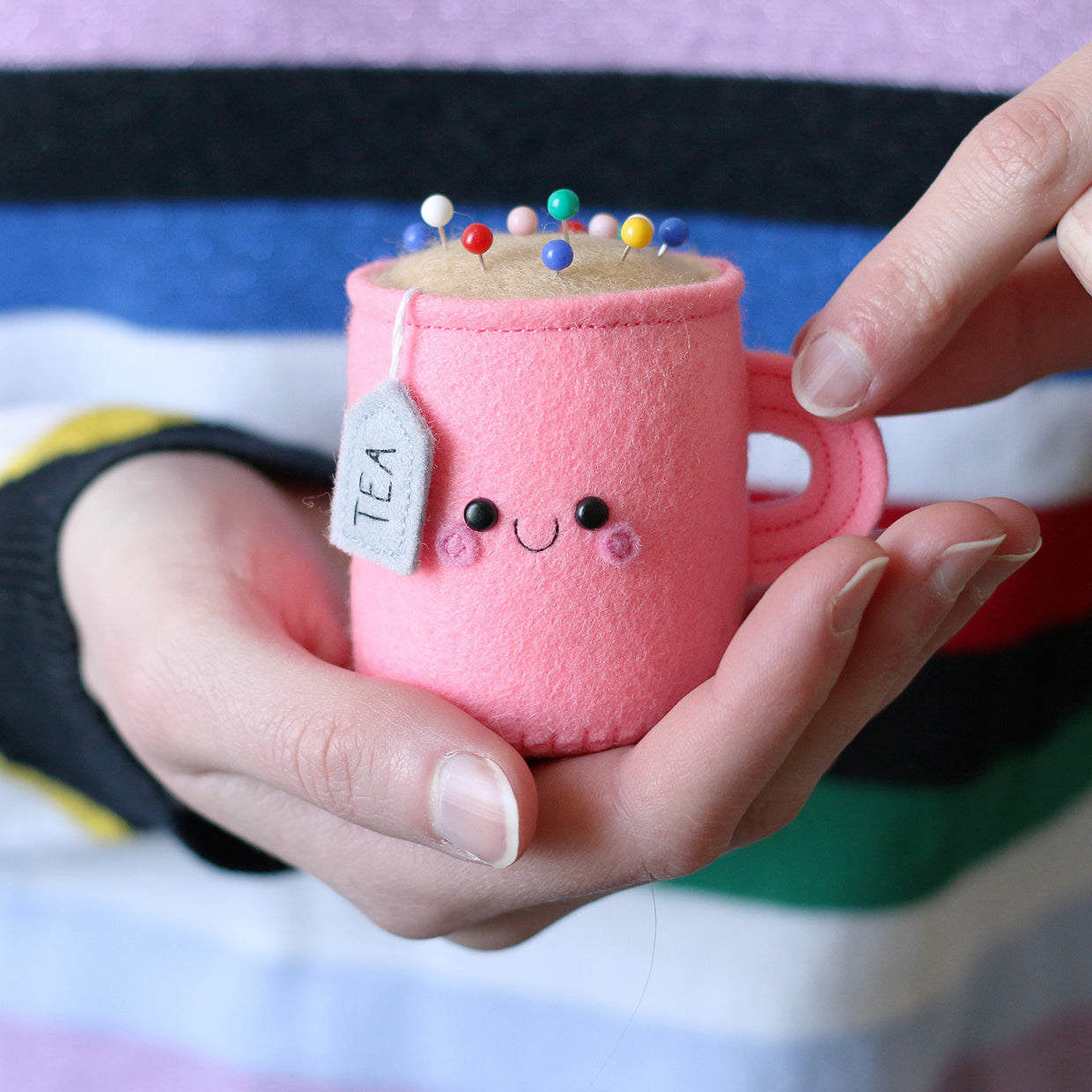 Highlighter Pink Teacup Pincushion