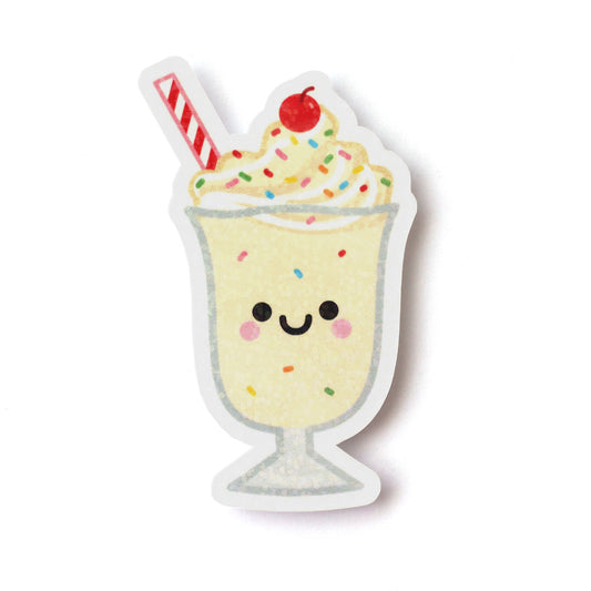 Kawaii Milkshake Vinyl Sticker with Sparkly Holographic Overlay by hannahdoodle
