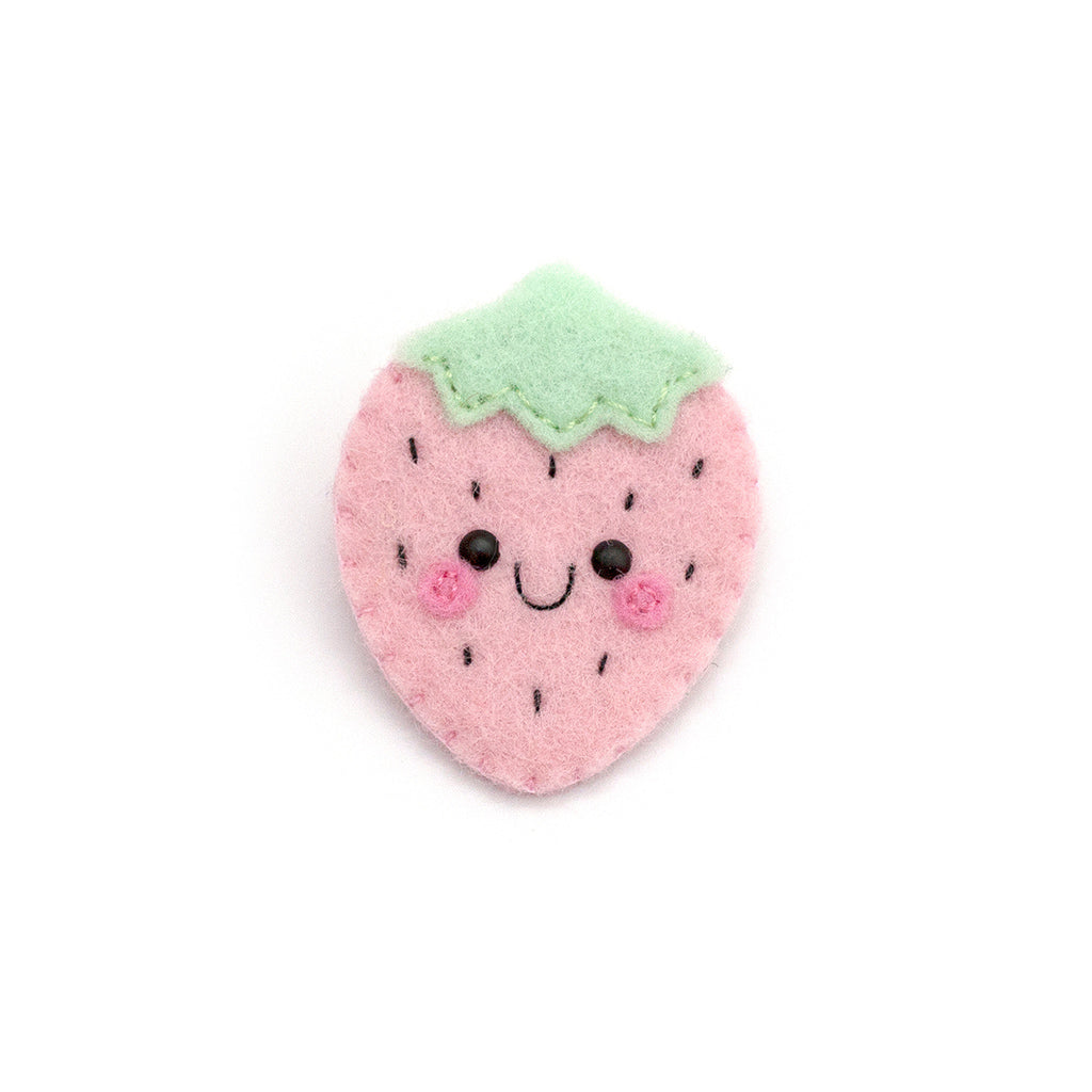 Pastel Pink Strawberry Felt Brooch