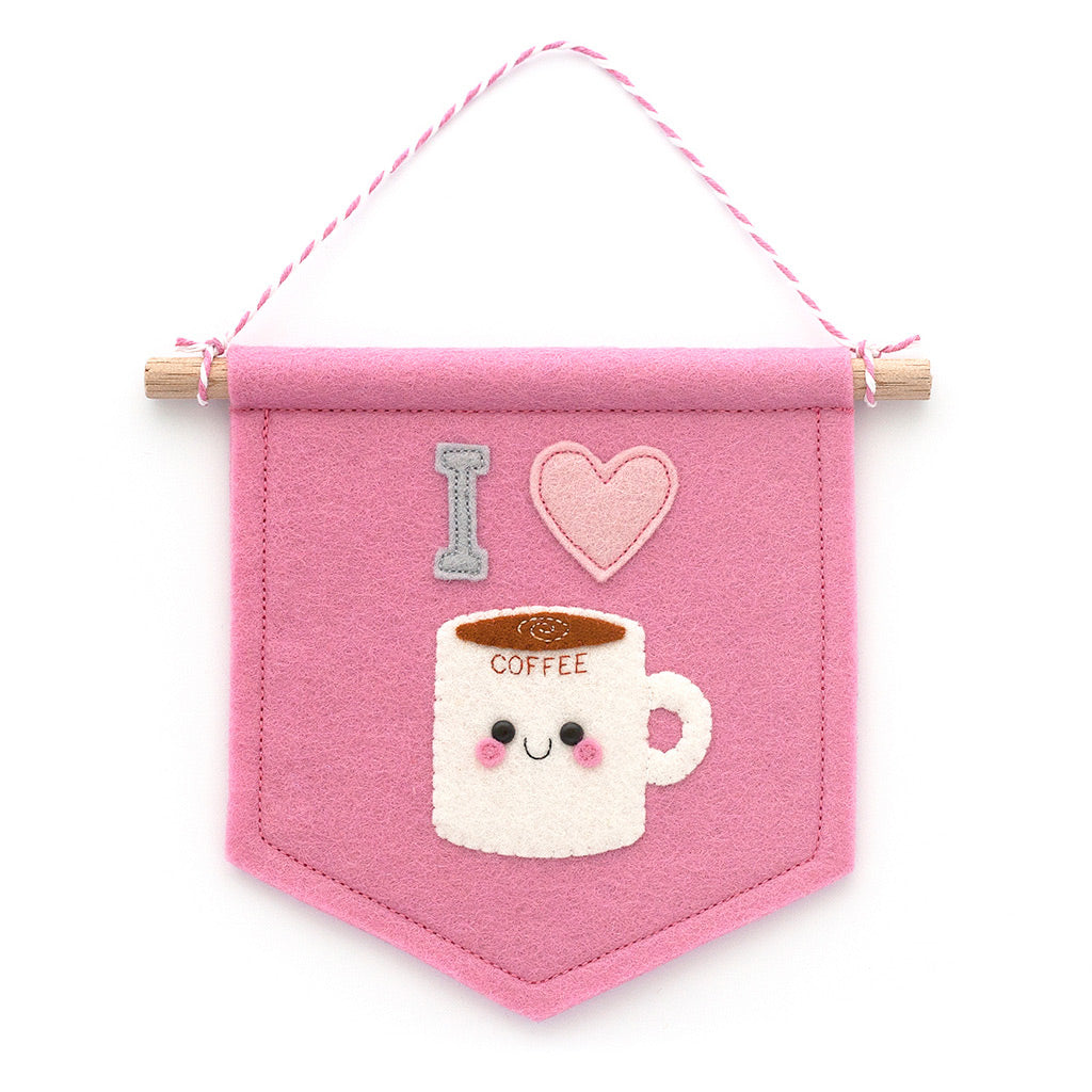 Pink I Love Coffee Felt Banner