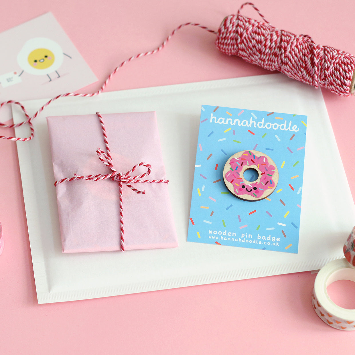 Donut Wooden Pin Badge