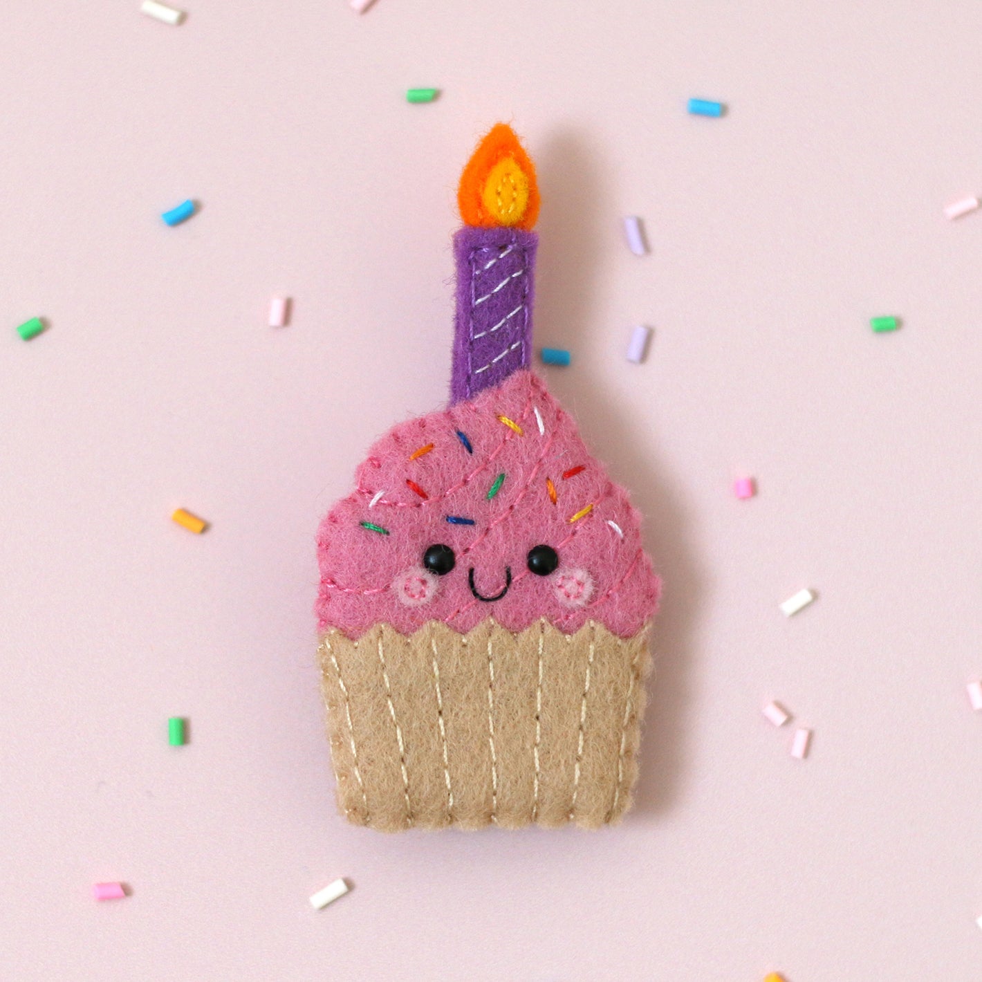 Birthday Cupcake Felt Brooch
