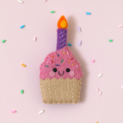 Birthday Cupcake Felt Brooch
