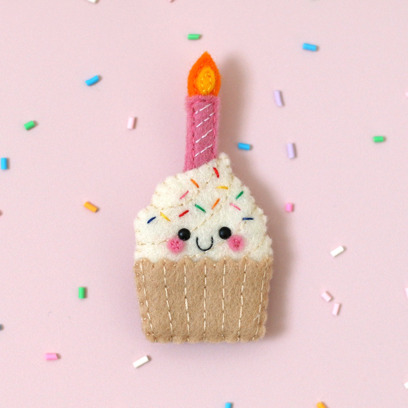 Birthday Cupcake Felt Brooch