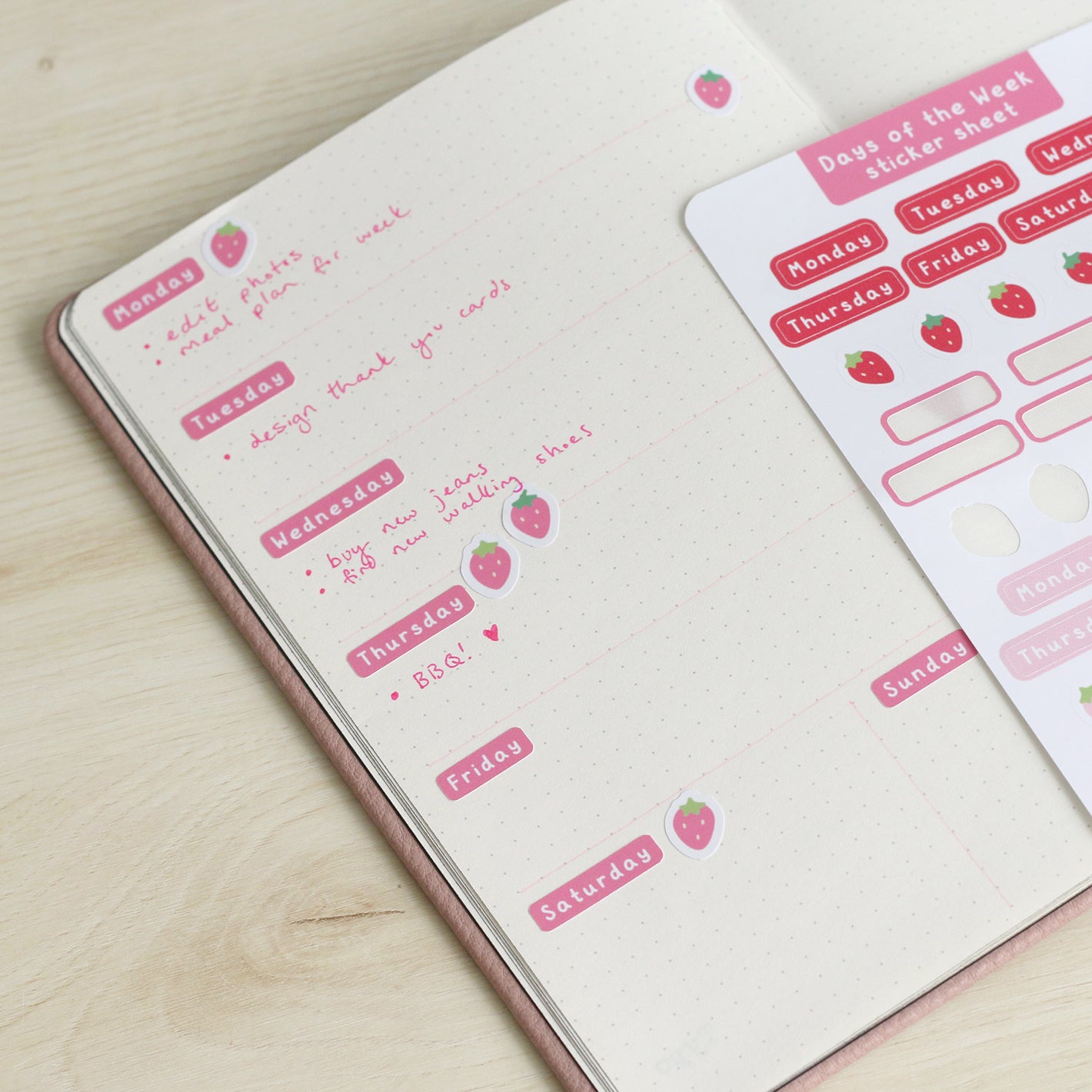 Bullet Journal with Days of the Week Stickers