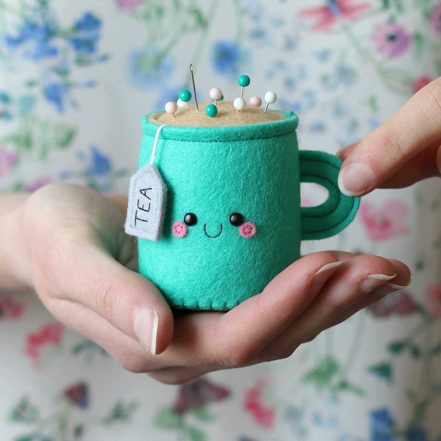 Emerald Green Teacup Pincushion