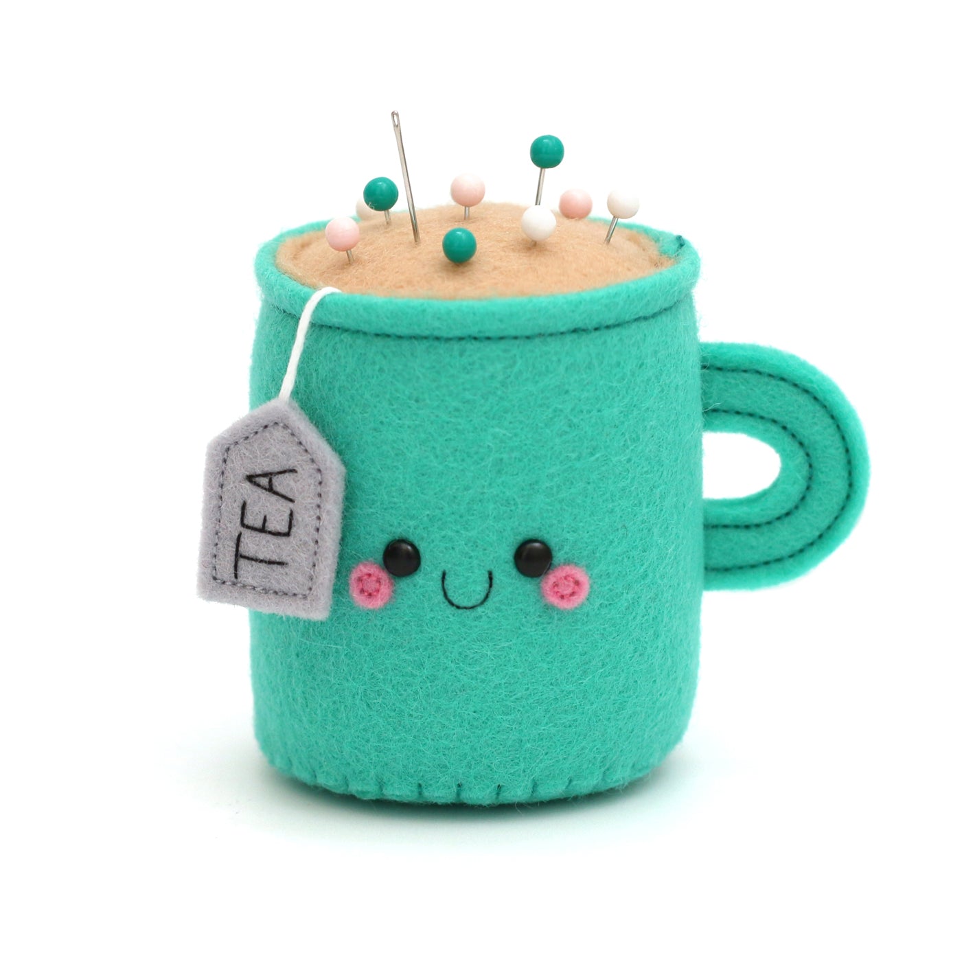 Emerald Teacup Pincushion kawaii needle minder by hannahdoodle