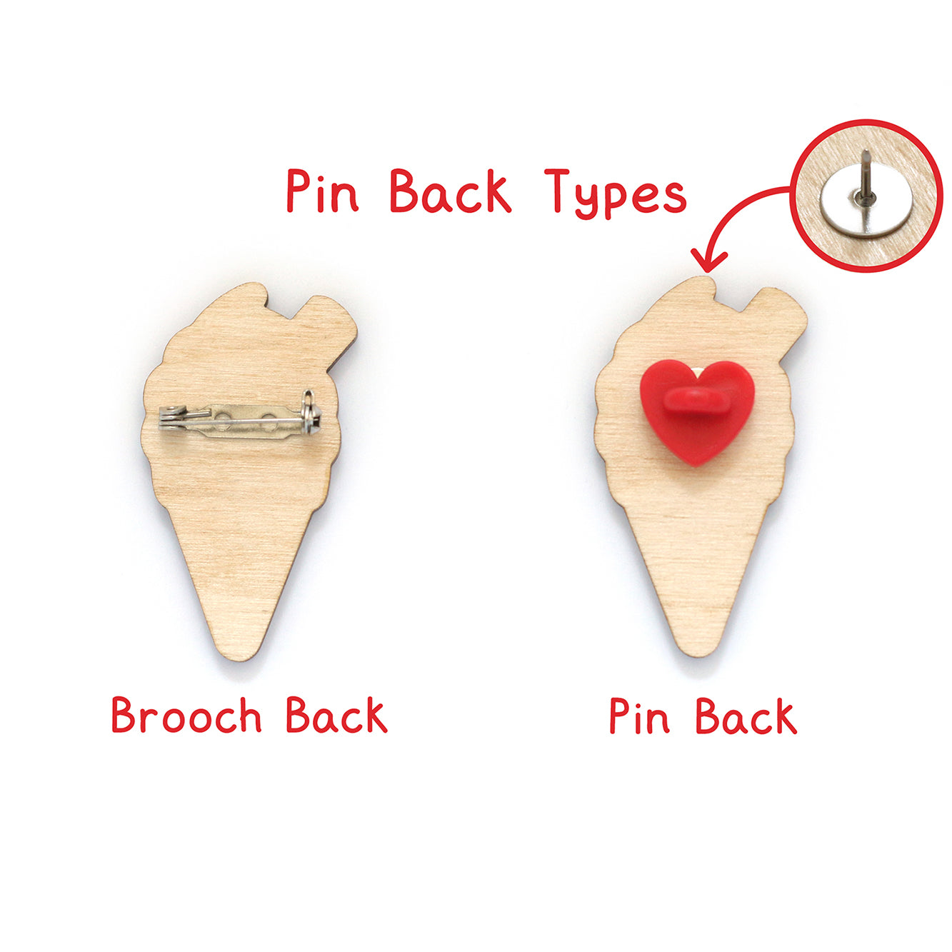 Strawberry Ice Cream Wooden Pin Badge