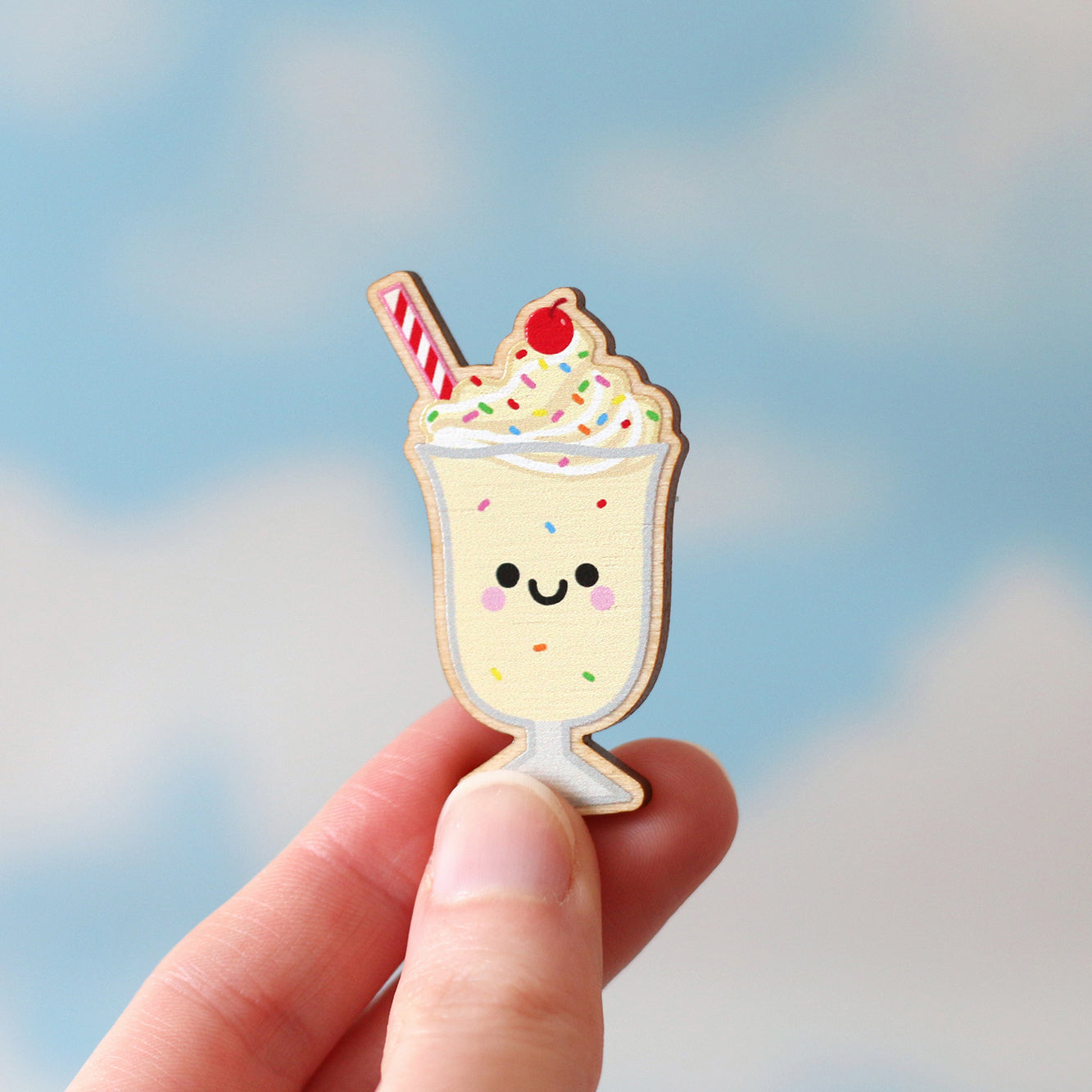 Milkshake Wooden Pin Badge
