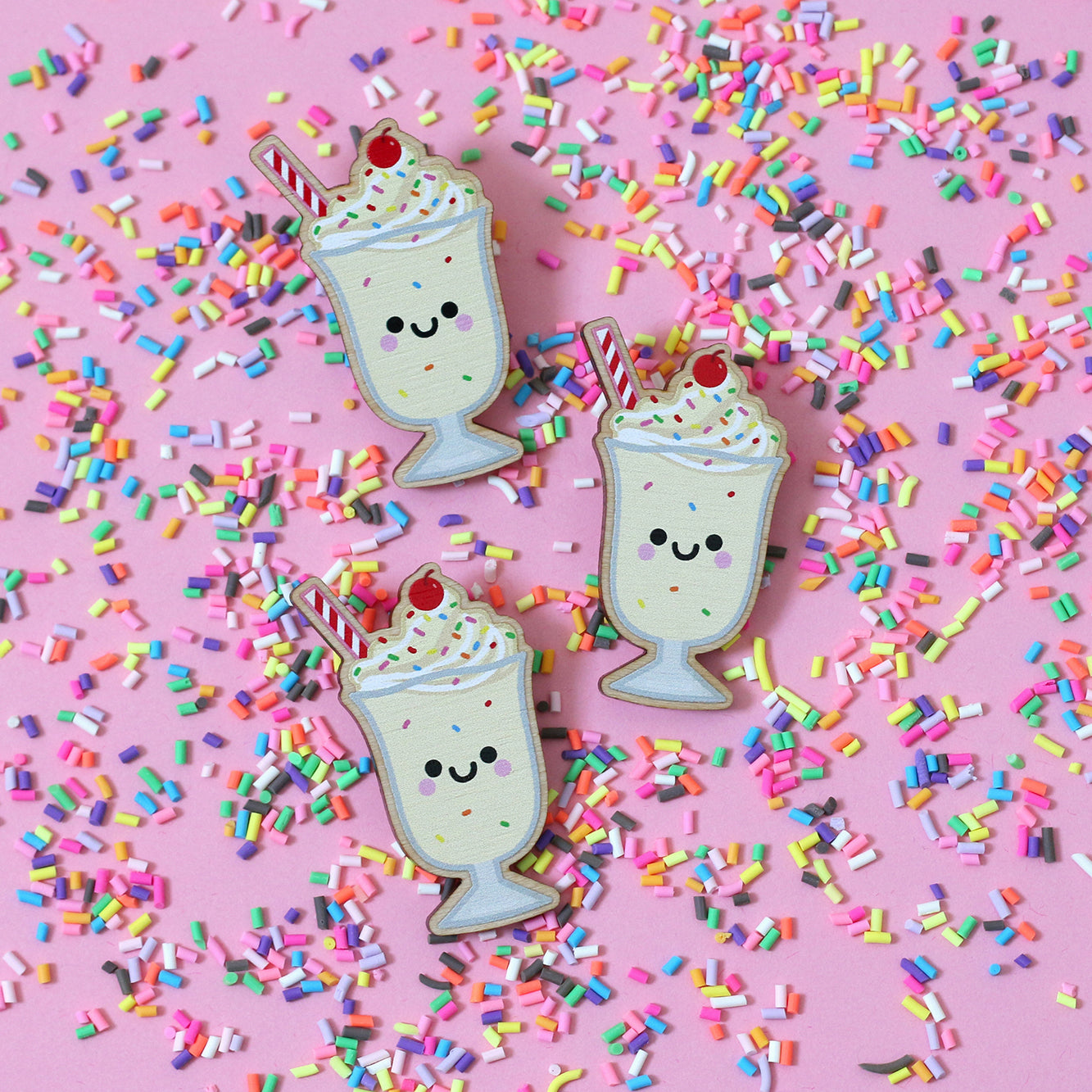 Milkshake Wooden Pin Badge