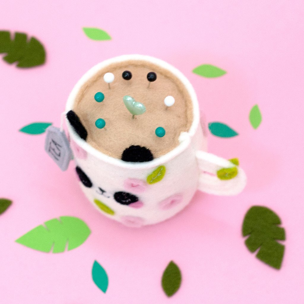 floral panda pincushion