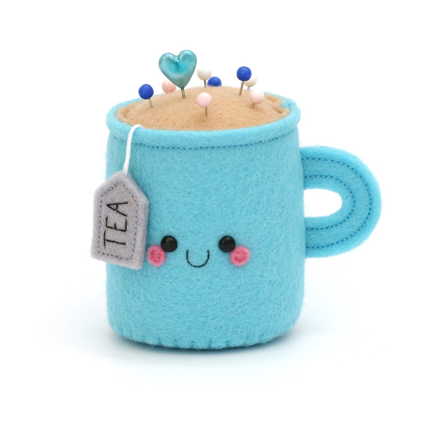 Sky Blue Teacup Pincushion by hannahdoodle