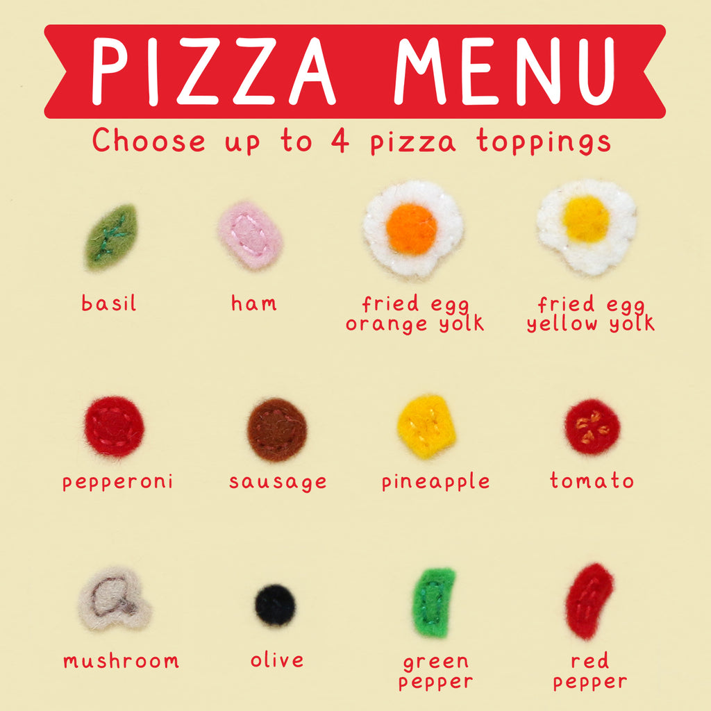 Custom Toppings Pizza Felt Brooch
