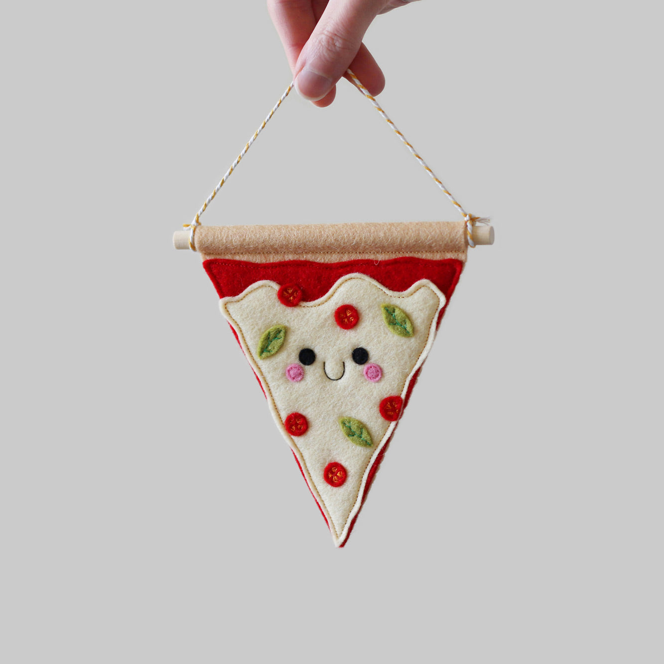 Kawaii Pizza Slice Banner Custom Toppings Pizza Gift by hannahdoodle