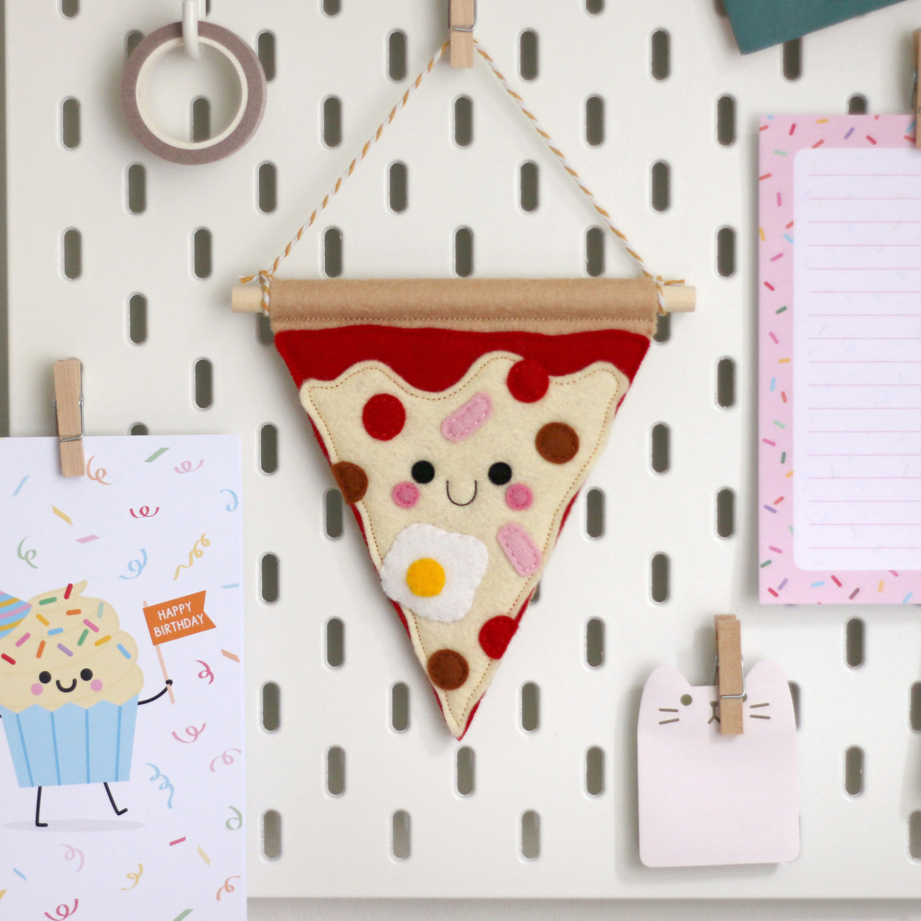 Choose your own toppings Kawaii Pizza Slice Banner by hannahdoodle