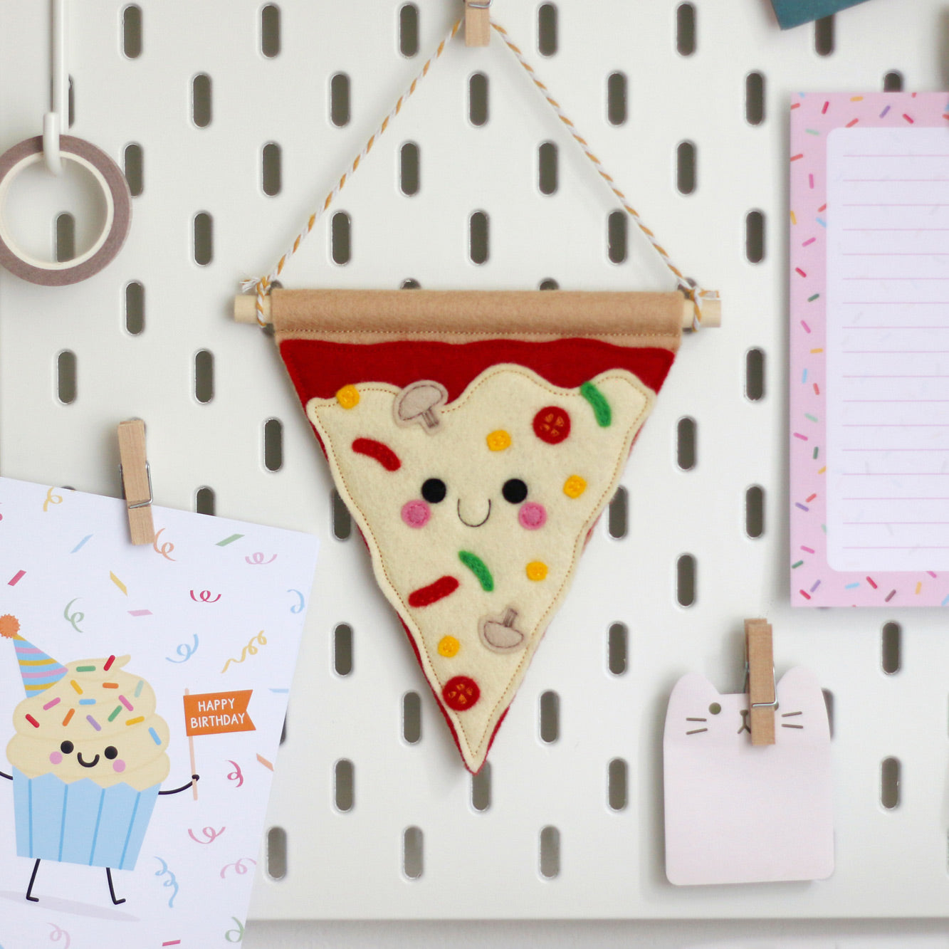 Pizza Gift for Pizza Lover Personalised Gift Kawaii Pizza Slice by hannahdoodle