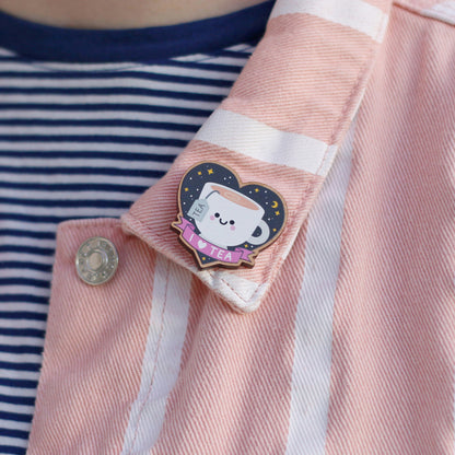 Tea Wooden Pin Badge