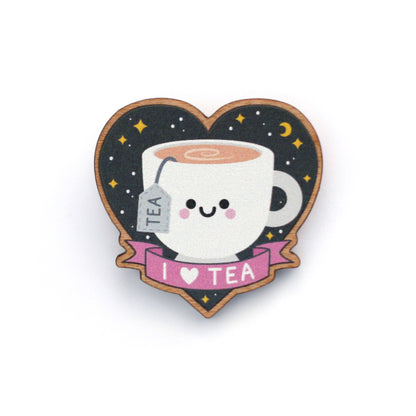 Tea Wooden Pin Badge