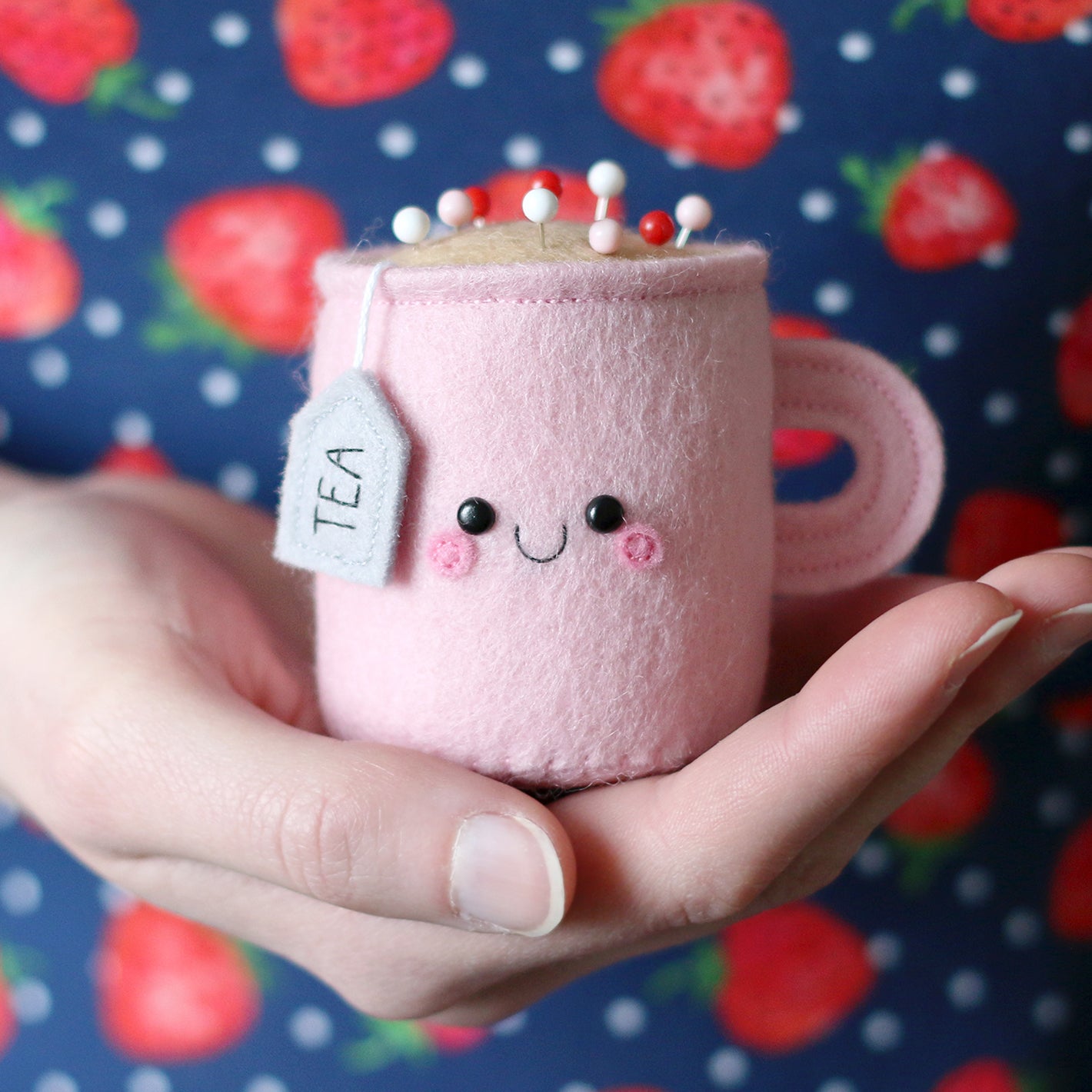Pink Teacup Pincushion by hannahdoodle