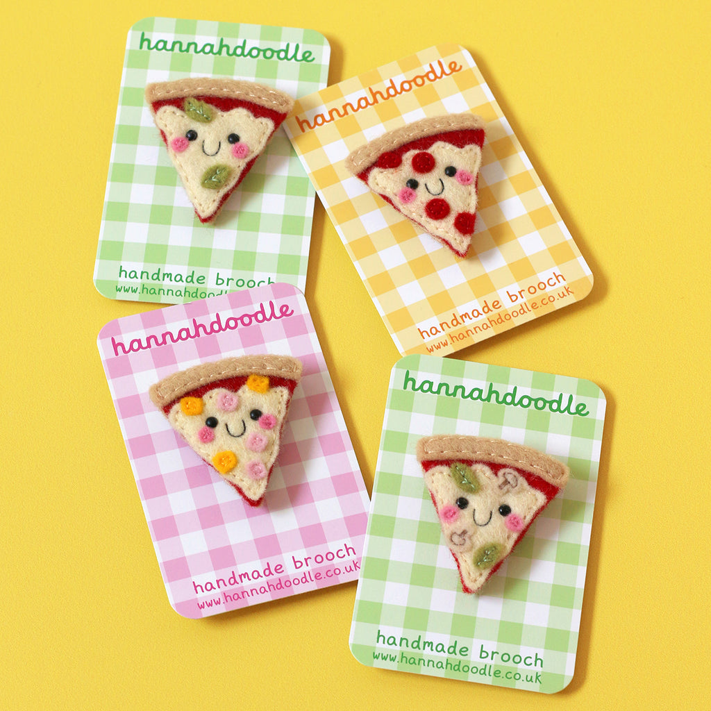 Custom Toppings Pizza Felt Brooch