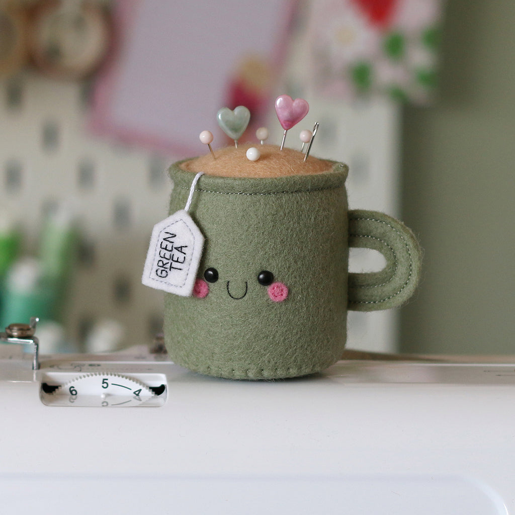 Green Tea Teacup Pincushion