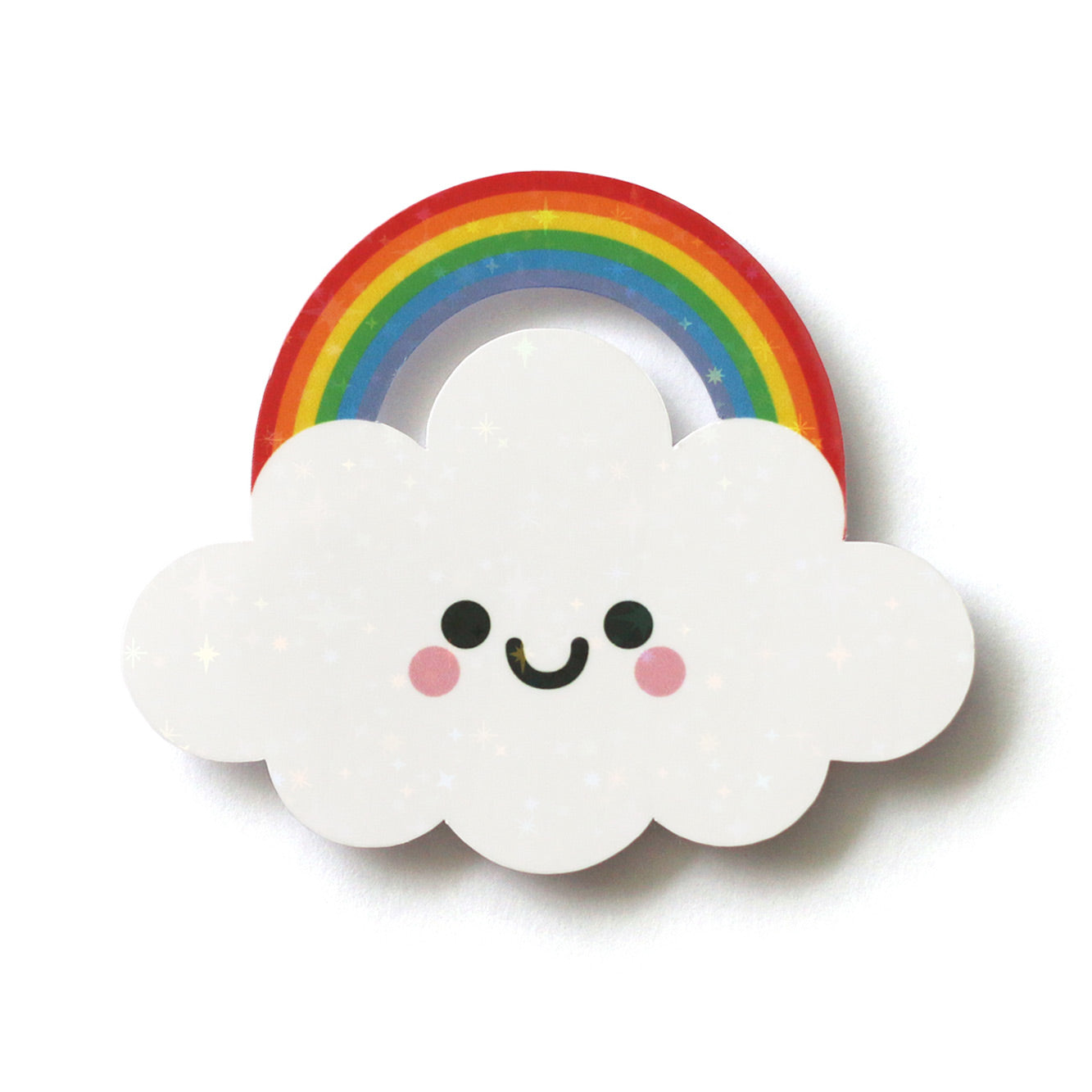 Kawaii Rainbow Cloud Holographic Sticker by hannahdoodle