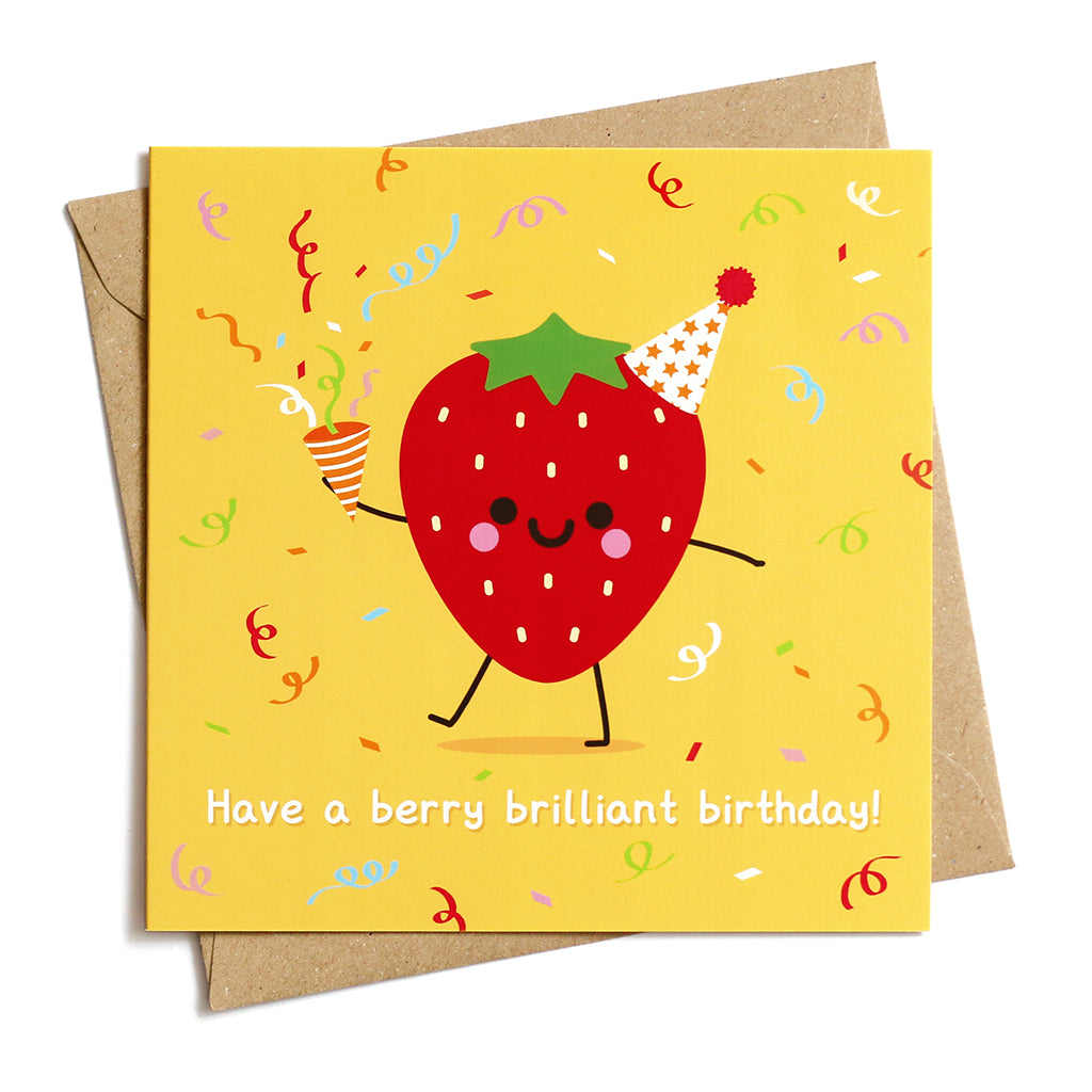 Kawaii Strawberry Birthday Card
