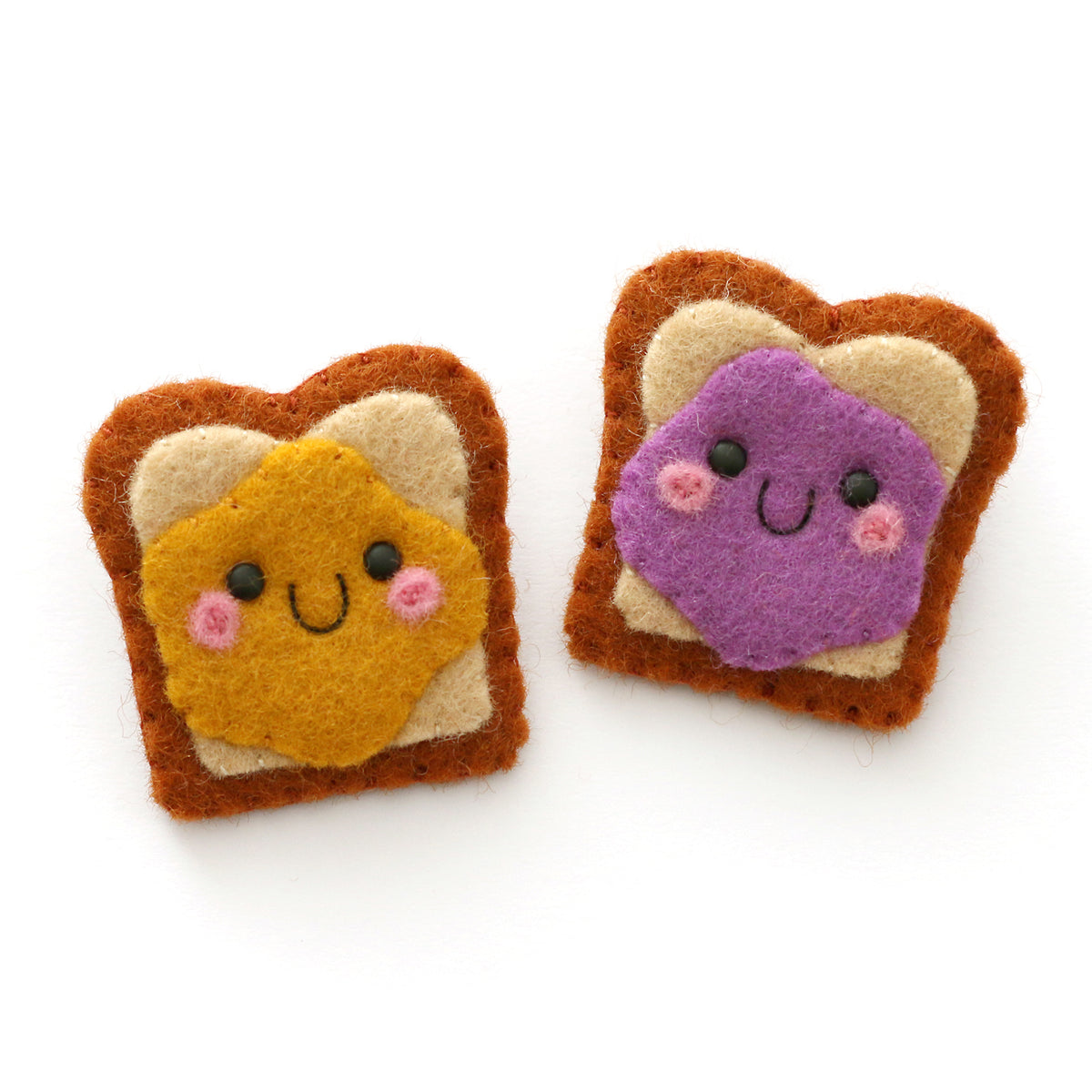 Peanut Butter and Jelly Sandwich Felt Brooches