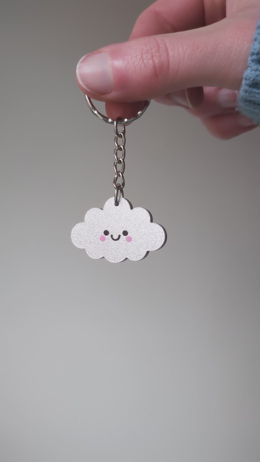 Silver Cloud Glitter Acrylic Keychain