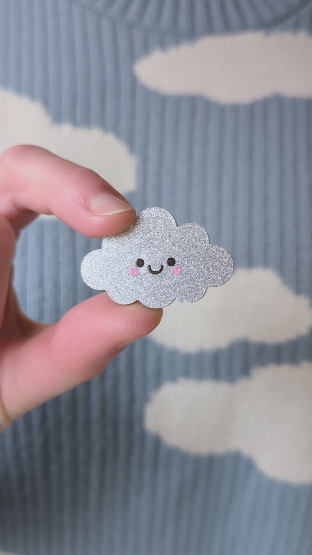 Silver Cloud Glitter Acrylic Pin Badge