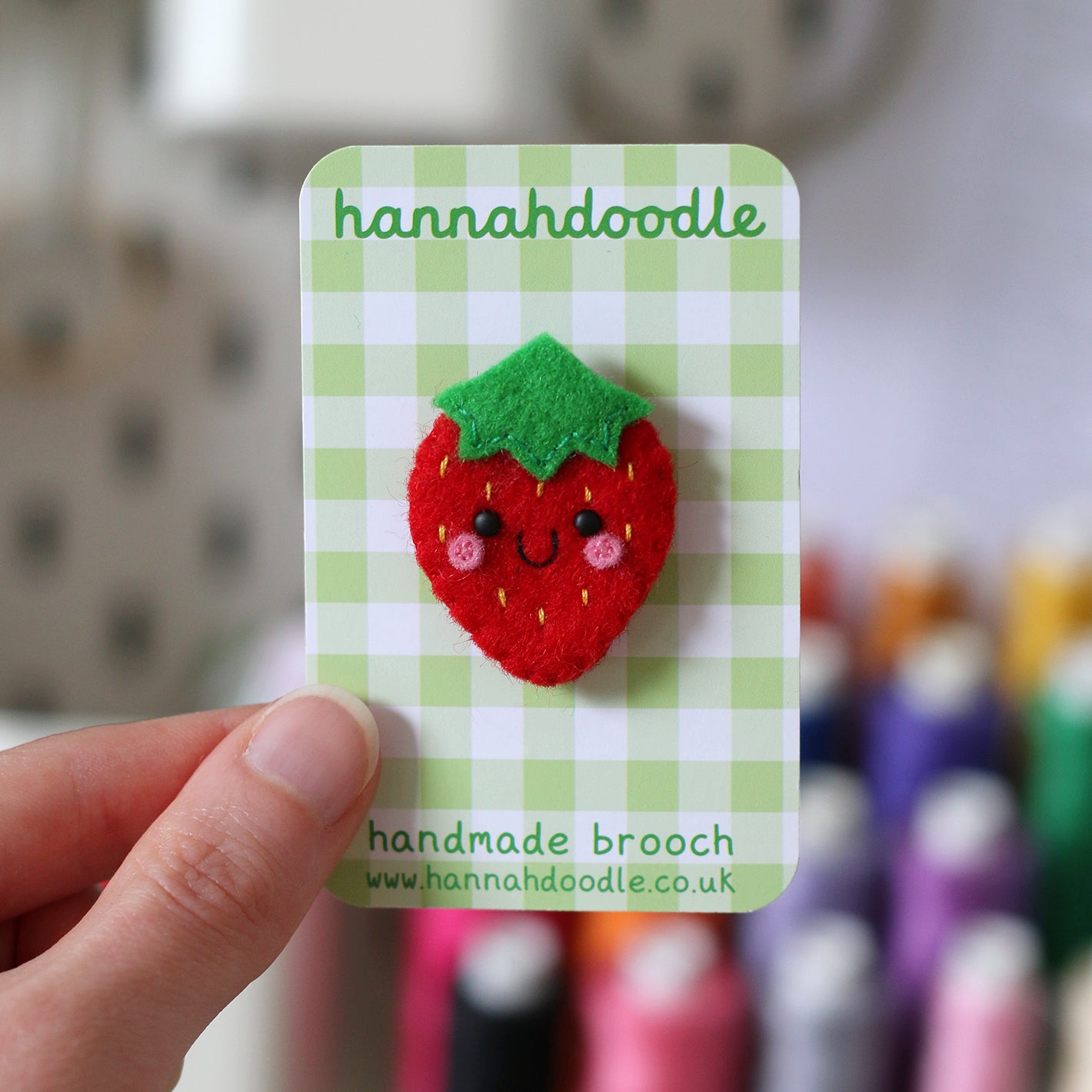Red Strawberry Felt Brooch