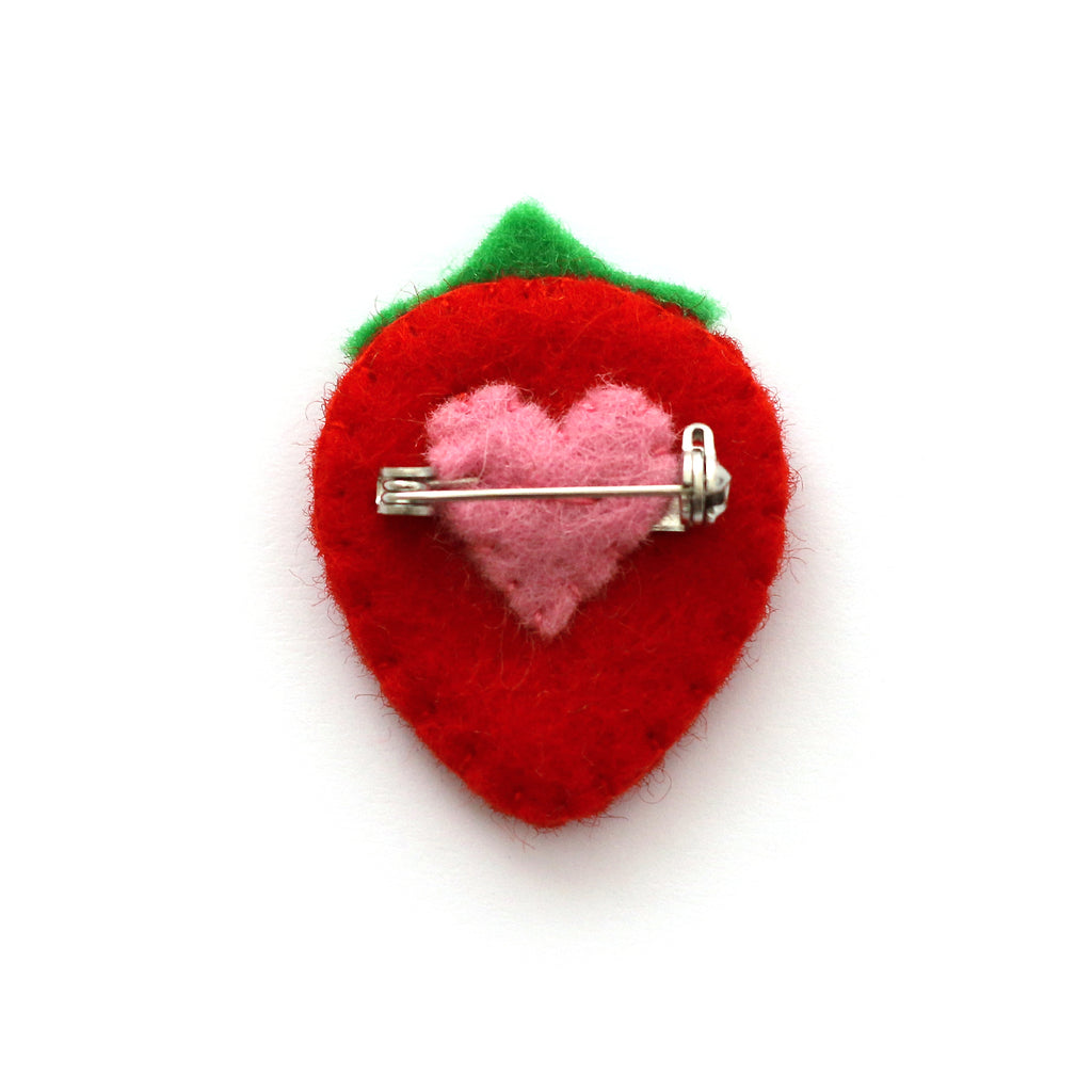 Red Strawberry Felt Brooch