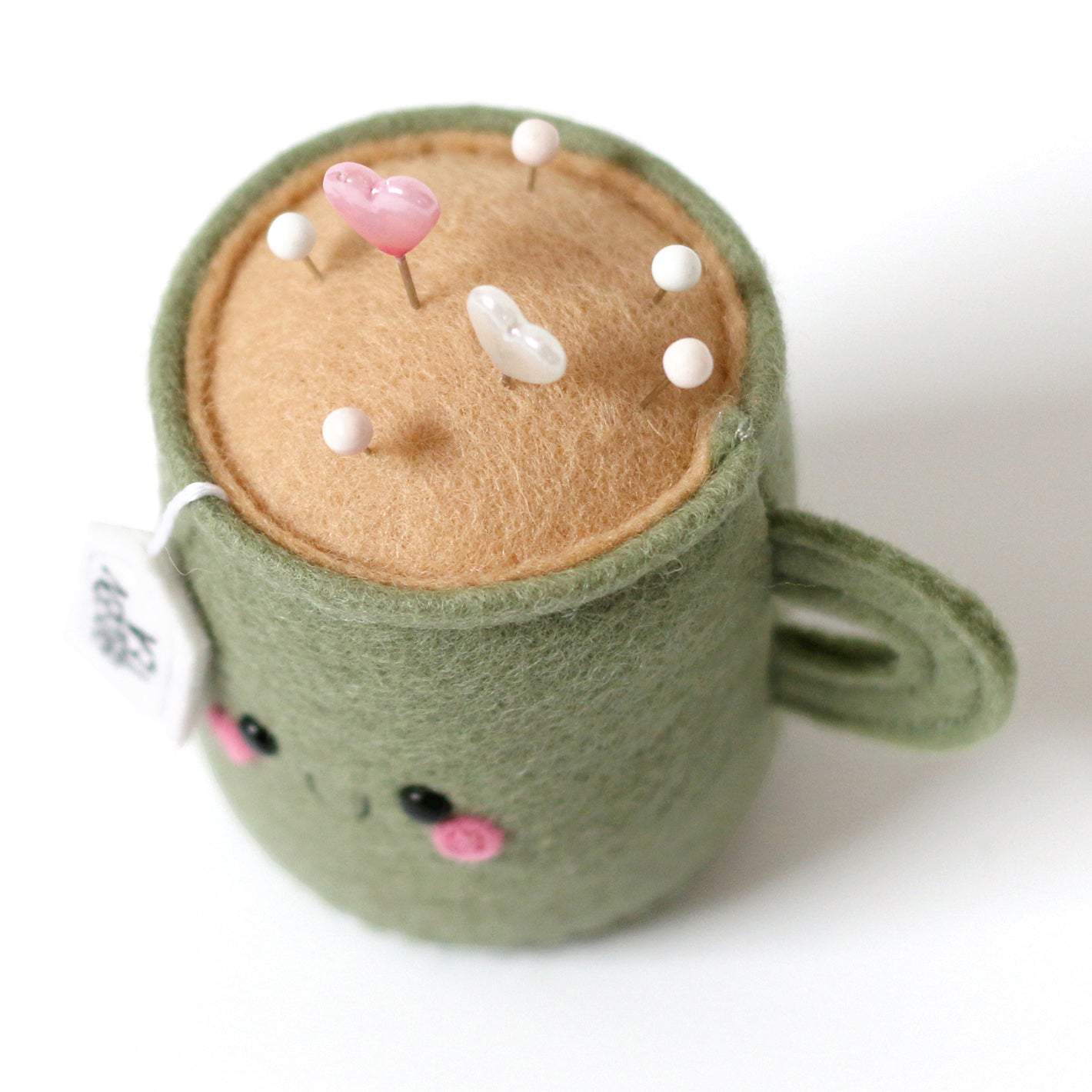 Green Tea Teacup Pincushion