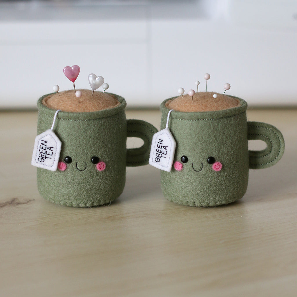 Green Tea Teacup Pincushion