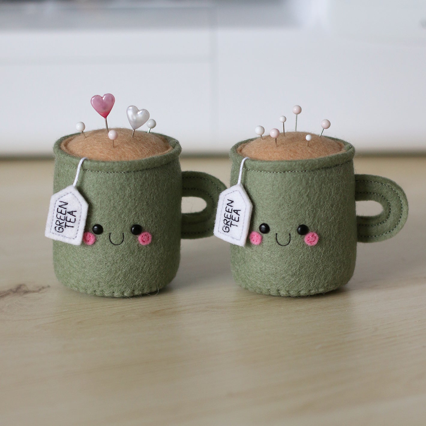 Green Tea Teacup Pincushion