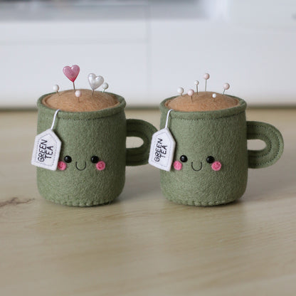 Green Tea Teacup Pincushion