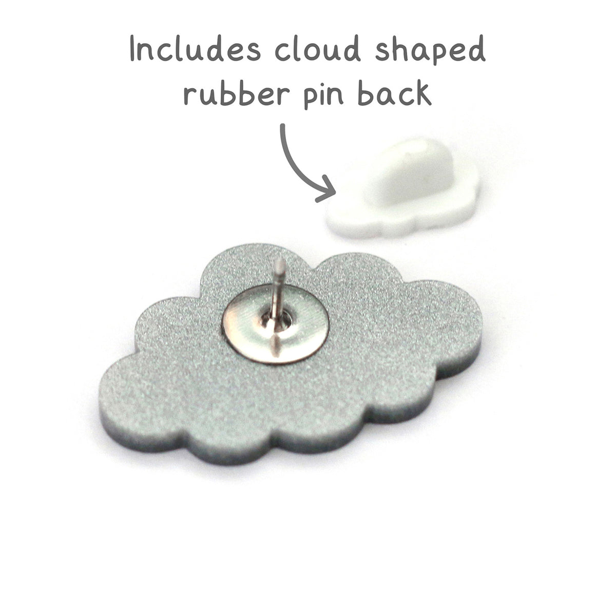 Silver Cloud Glitter Acrylic Pin Badge